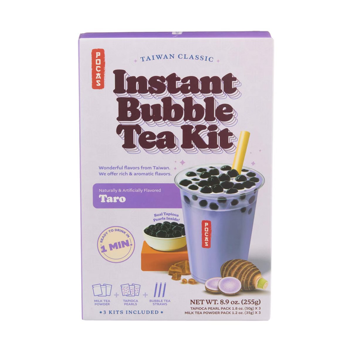 Pocas Instant Bubble Tea Kit Taro 8.9 oz 