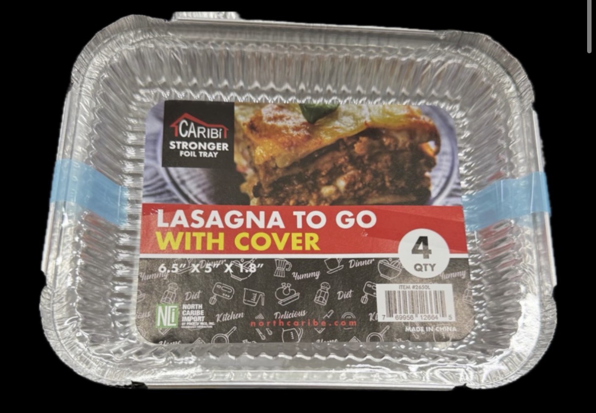 Caribi 6.5 x 5.5 Lasagna Foil Pans with Covers 4 ct
