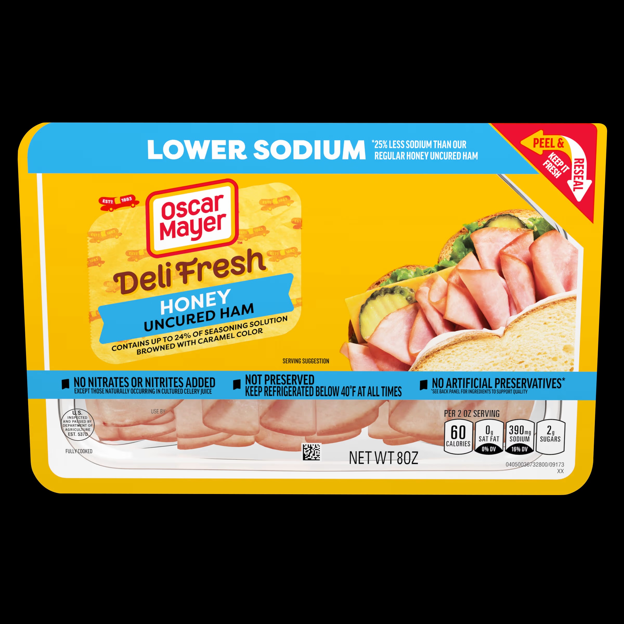 Oscar Mayer Deli Fresh Uncured Honey Ham Lower Sodium 8 oz