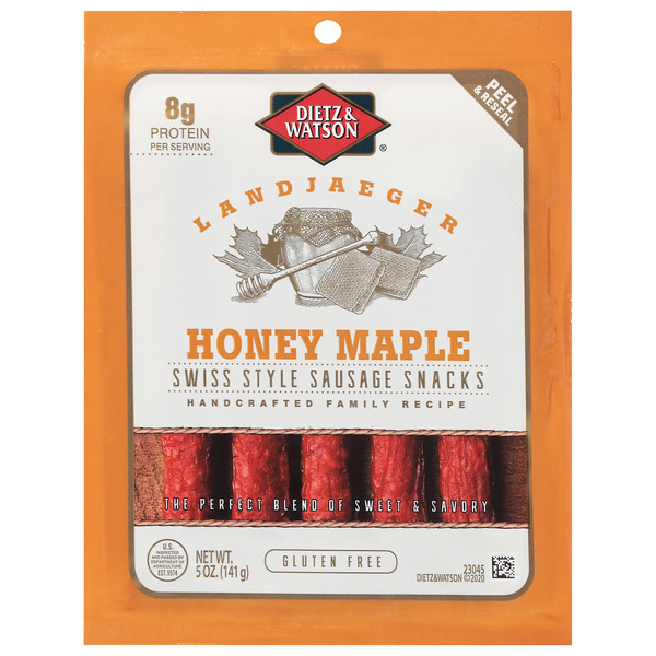 Dietz & Watson Sausage Snacks, Gluten Free, Landjaeger, Swiss, Honey Maple 5 oz