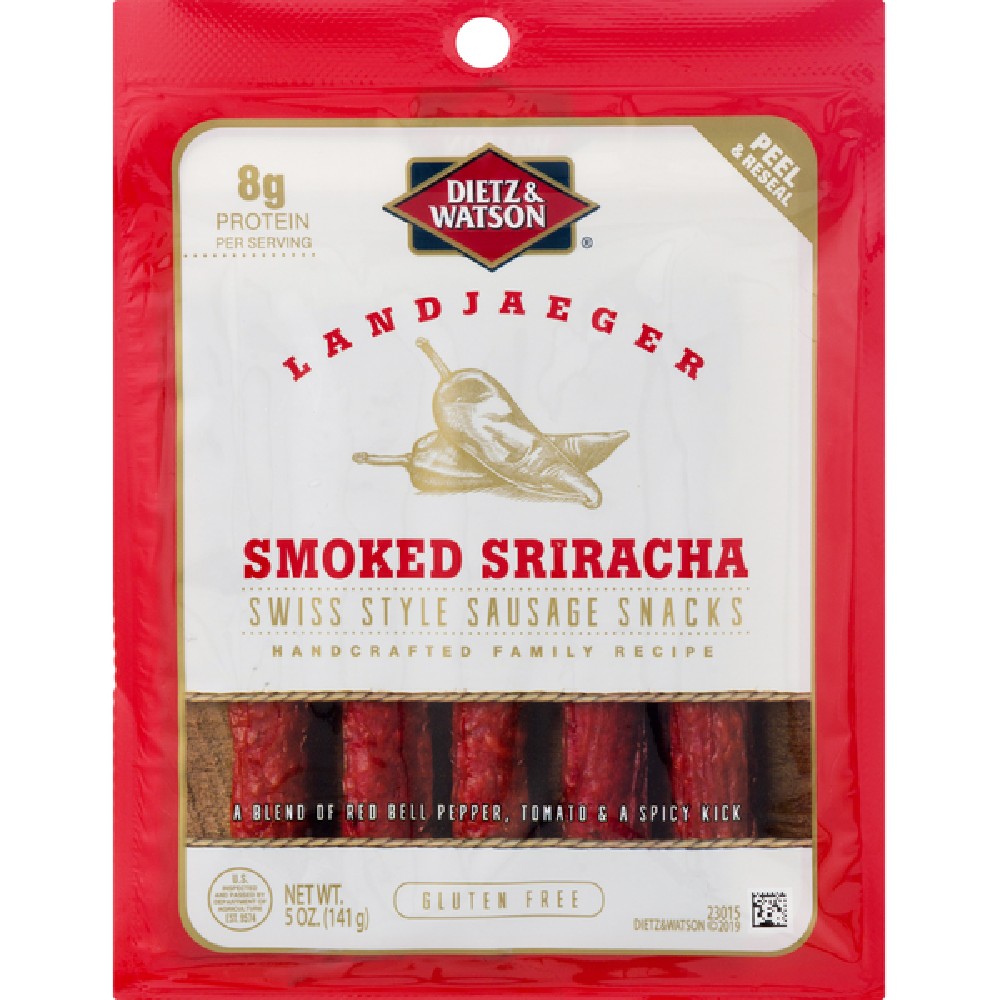 Dietz & Watson Landjaeger, Smoked Sriracha Bites, Gluten Free, Swiss Style