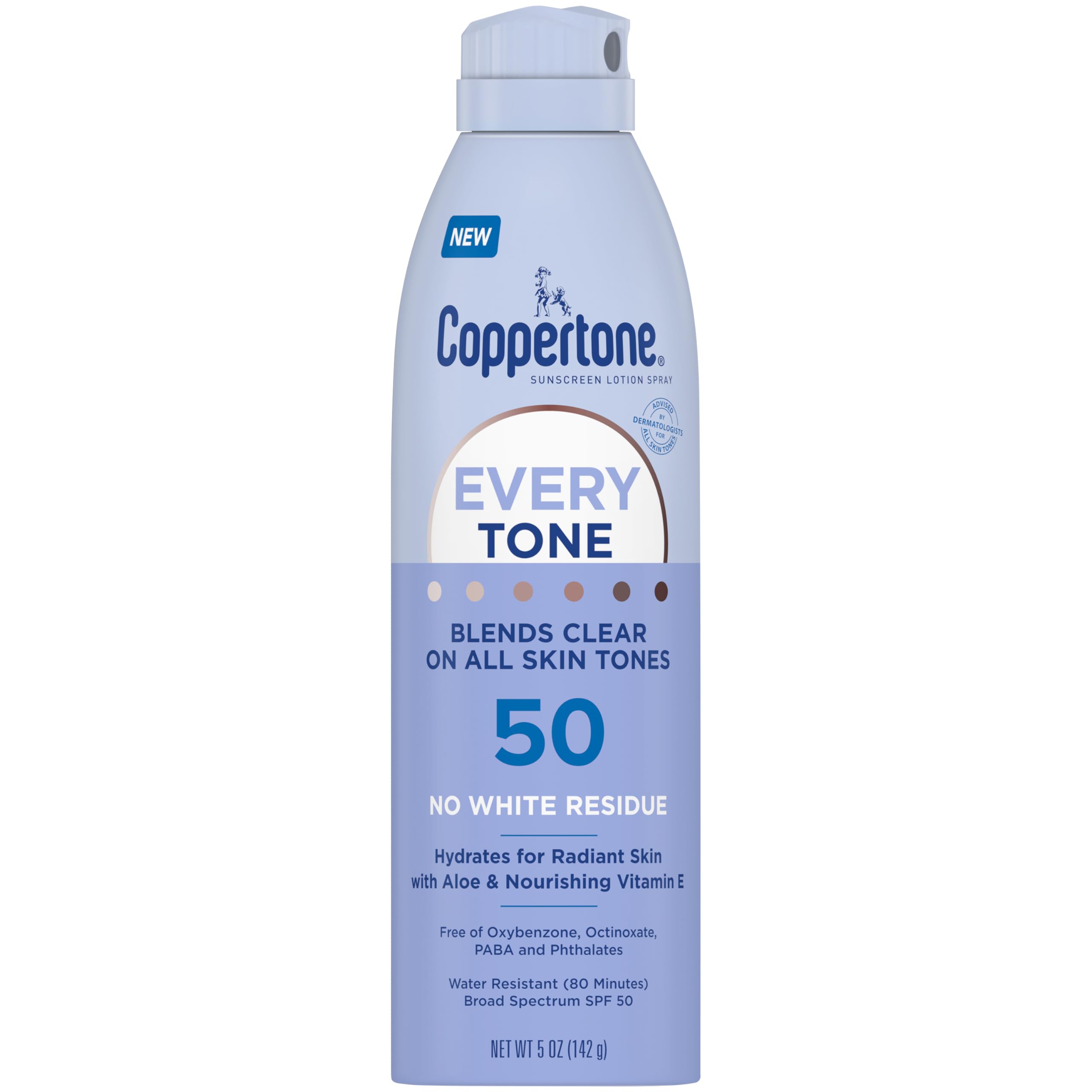 Coppertone Every Tone SPF 50 Sunscreen Spray 5 oz