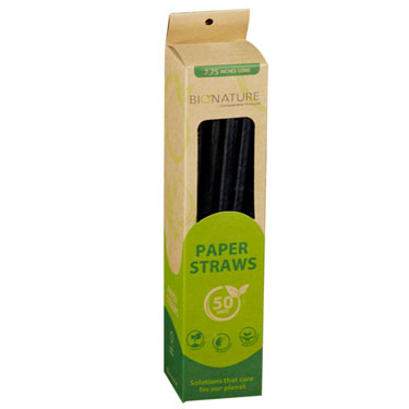 BioNature Black Paper Straws 50 ct