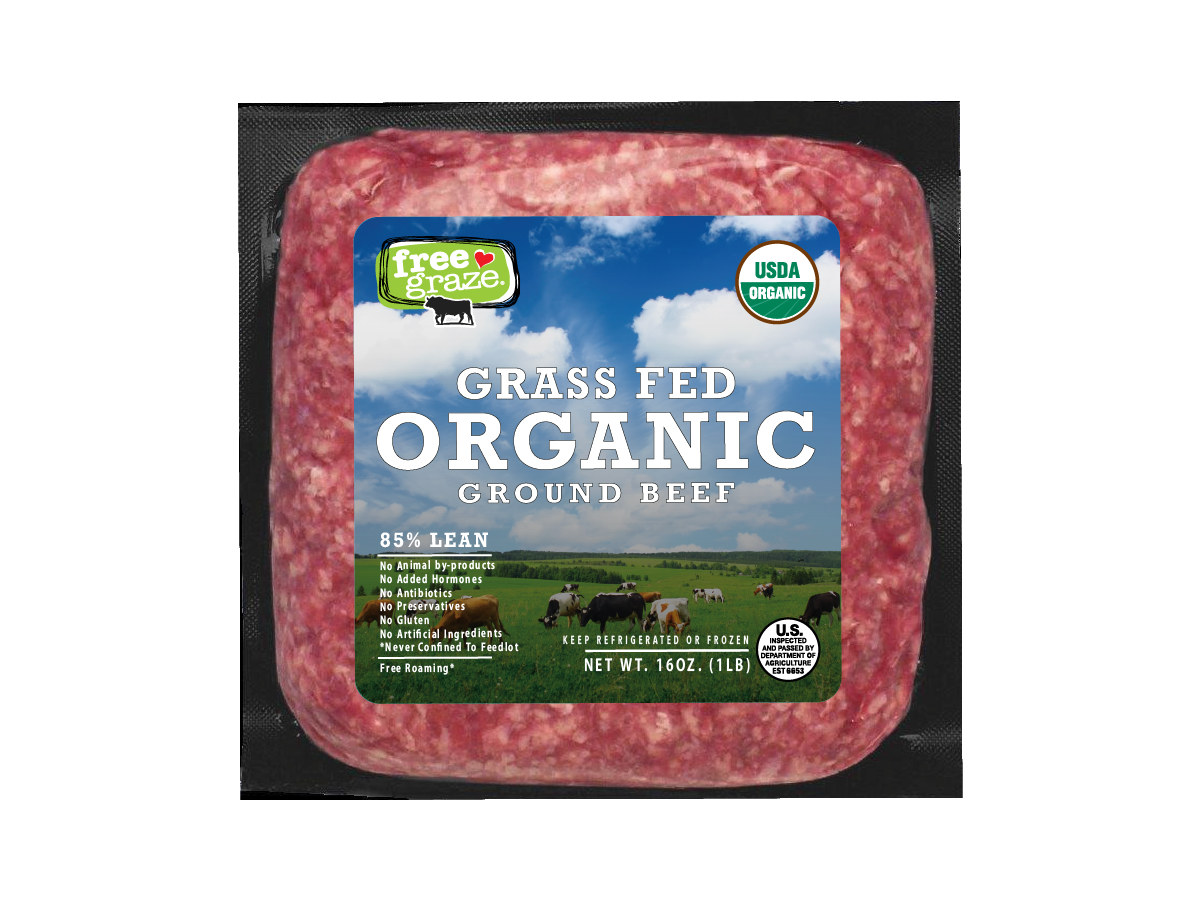 Free Graze Grass Fed Organic Ground Beef Cube 16 oz