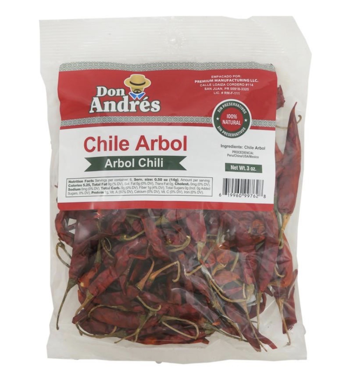 Don Andrés Chile Arbol 3 oz