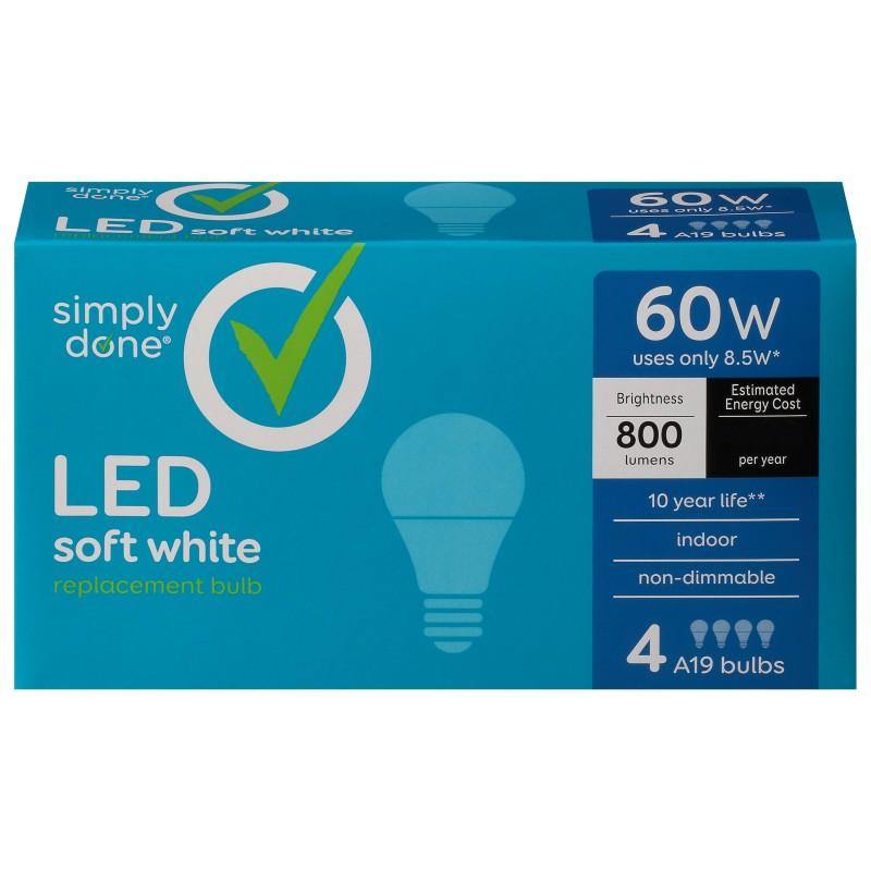 Simply Done Soft White Bulb 60W 4 ct