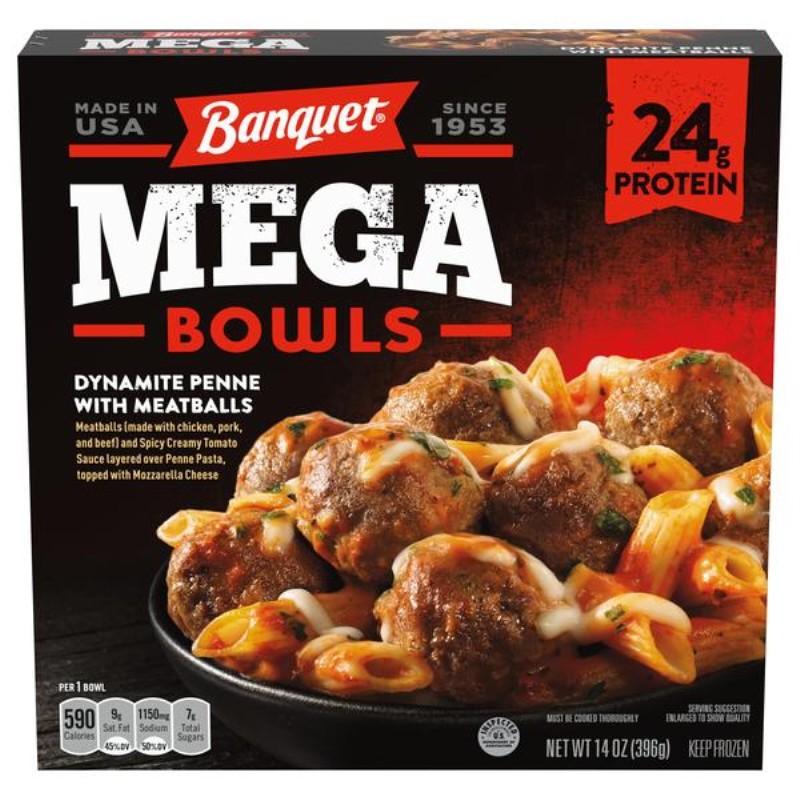 Banquet Mega Bowls Dynamite Penne with Meatballs Bowl 14 oz