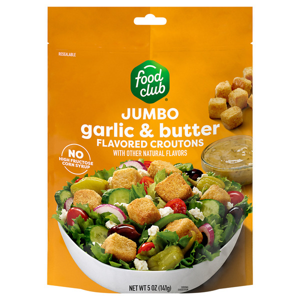 Food Club Jumbo Garlic & Butter Croutons 5 oz