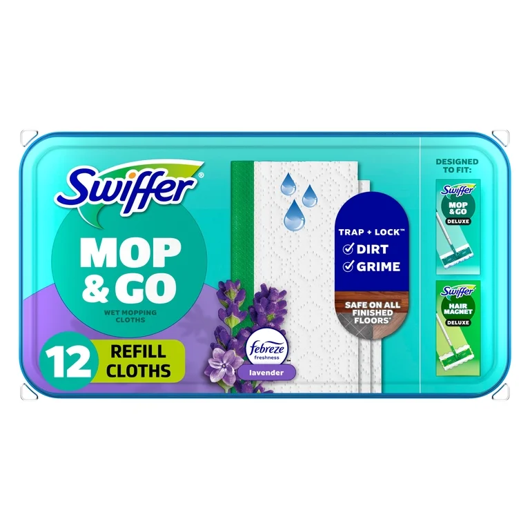 Swiffer Wet Mop & Go Cloths Lavender 12 ct