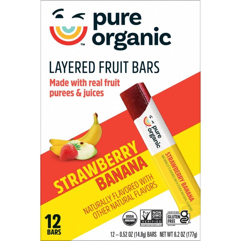 Pure Organic Strawberry Banana Layered Fruit Bars 6.2 oz