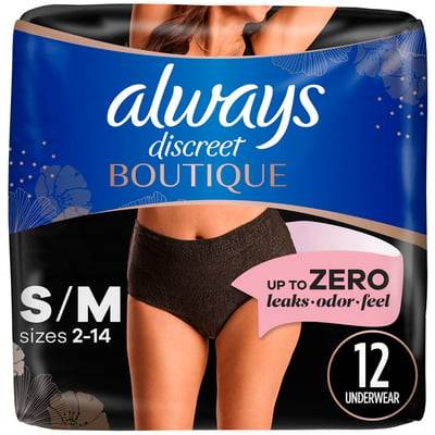 Always Discreet Boutique Size S/M Underwear 12 ct