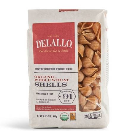 DeLallo Organic Whole Wheat Pasta Shells No. 91 16 oz