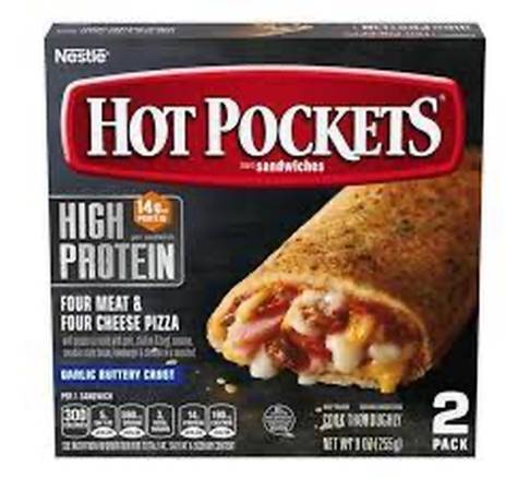 Hot Pockets High Protein Four Meat & Four Cheese Pizza with Garlic Buttery Crust 9 oz
