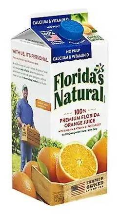 Florida Natural Orange Juice No Pulp With Calcium 52 oz.