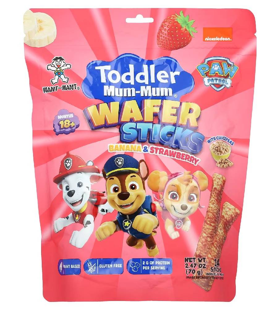 Toddler Mum-Mum Wafer Sticks Paw Patrol 18+ Months, Banana & Strawberry, 14 Sticks, 2.47 oz