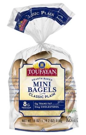 Toufayan Classic Plain Mini Bagels 18 oz