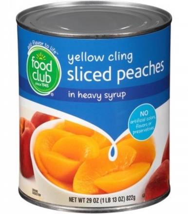 Food Club Yellow Cling Sliced Peaches in Heavy Syrup 29 oz