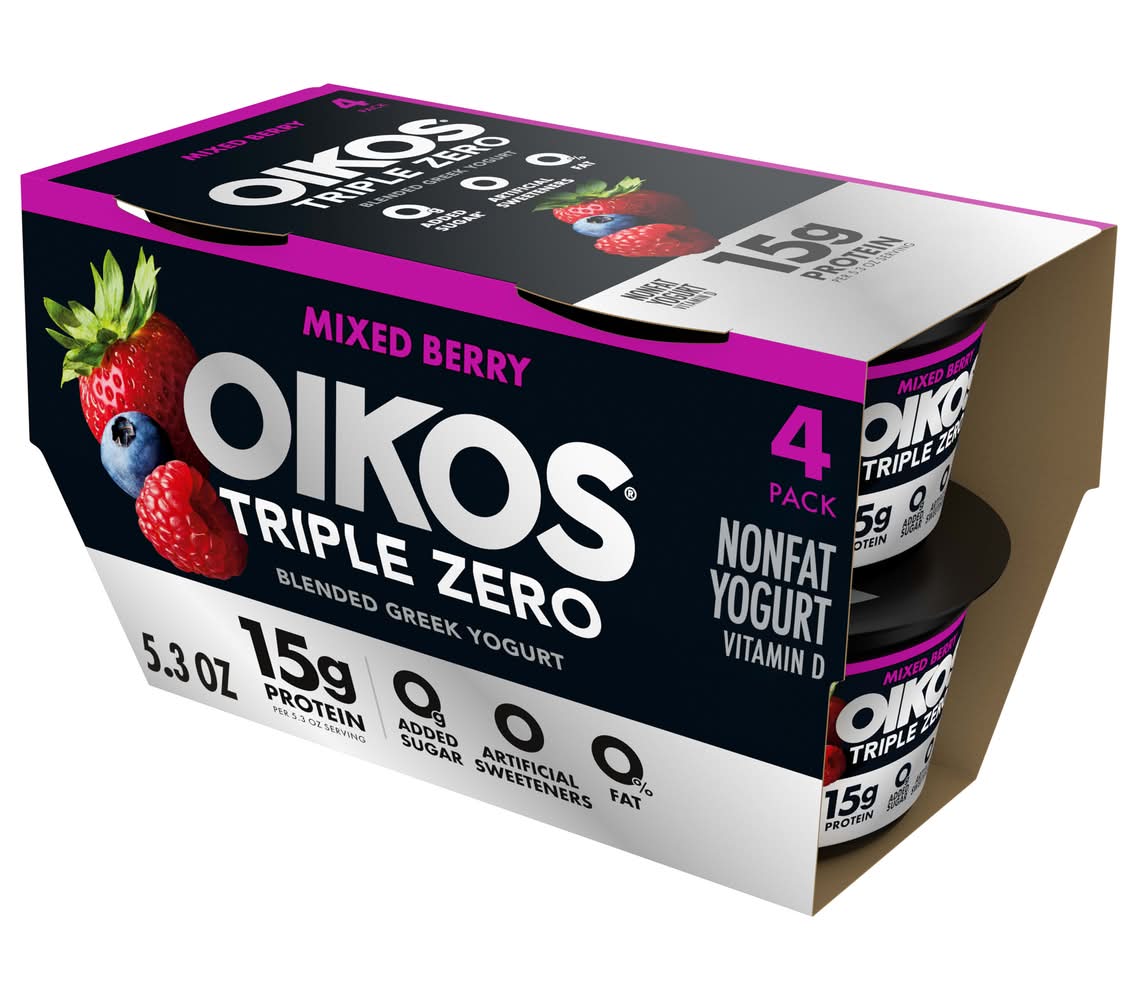 Dannon Oikos Triple Zero Mixed Berry 4-5.3 oz