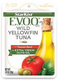 Starkist EVOO Wild Yellowfin Tuna with Tomato and Basil in Extra Virgin Olive Oil 2.6 oz