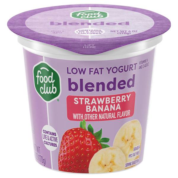 Food Club Blended Low Fat Strawberry Banana Yogurt 6 oz 