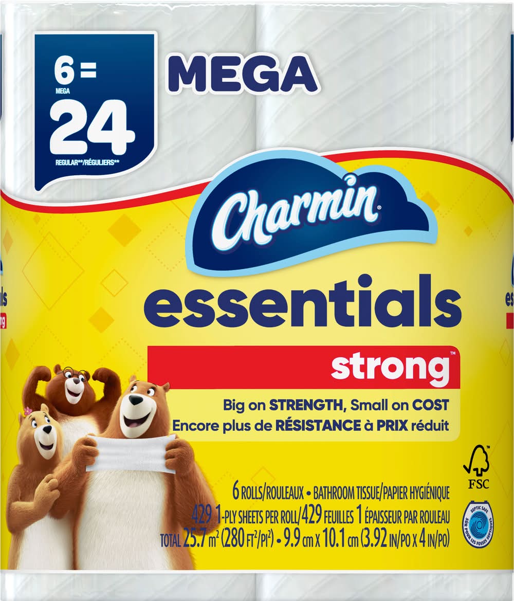 Charmin Essentials Mega Strong Toilet Paper 6=24
