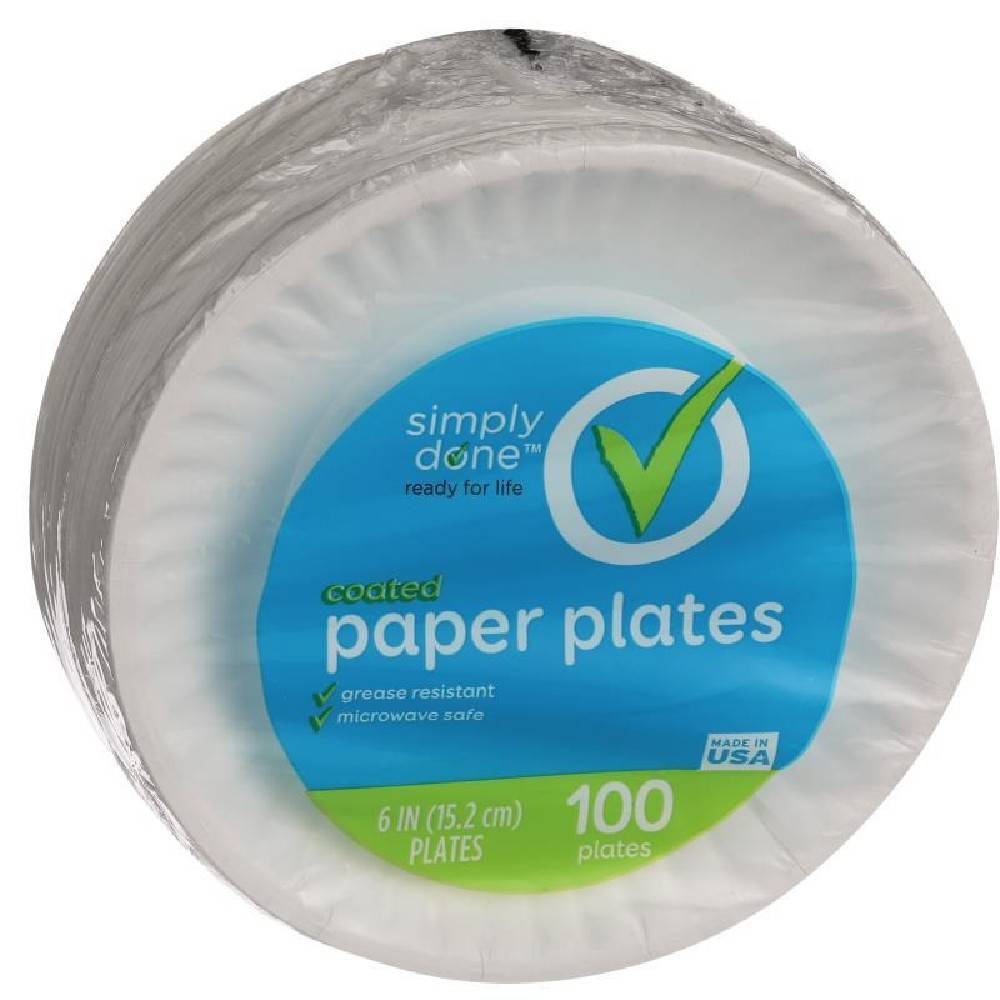 Simply Done Coated Paper Plates 6 inch 100 ct