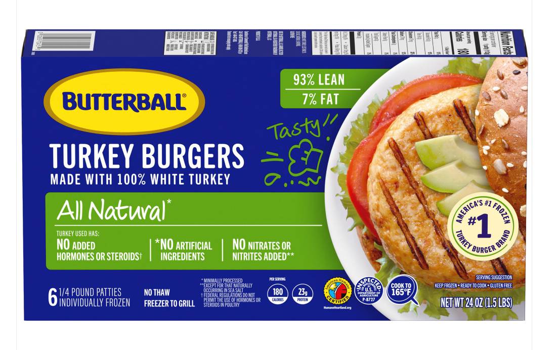 Butterball All Natural Turkey Burgers 24 oz