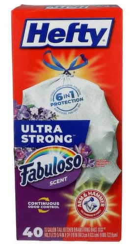 Hefty Fabuloso Lavender Scented Drawstring Kitchen Garbage Bags 40 ct