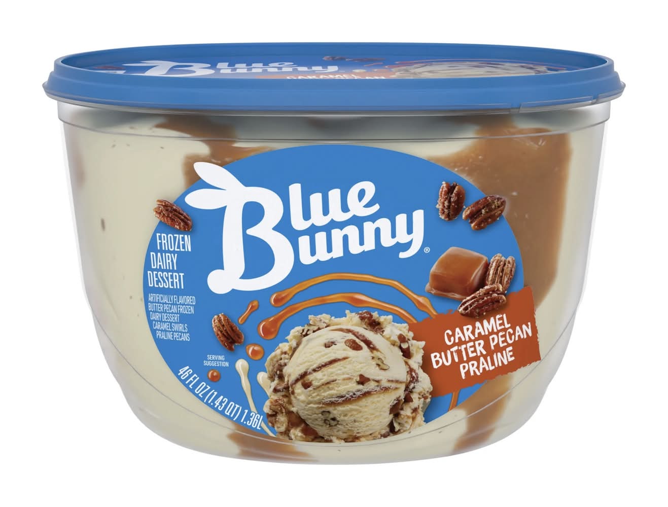 Blue Bunny Caramel Butter Pecan Praline Ice Cream 46 oz