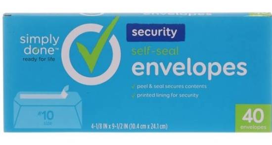 Simply Done Security Self-Seal Envelopes #10