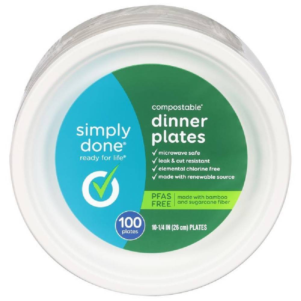 Simply Done Compostable Dinner Plates 100-26 cm
