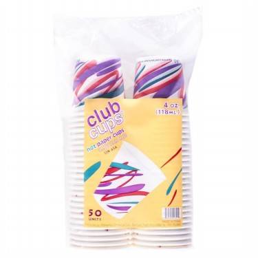 Club Cups Hot Paper Cups 4oz 50 ct