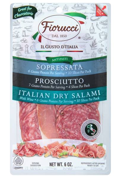 Fiorucci Antipasti Sopressata Prosciutto Salami 6 oz