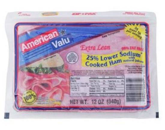 American Valu Cooked Ham Lower Sodium 12 oz