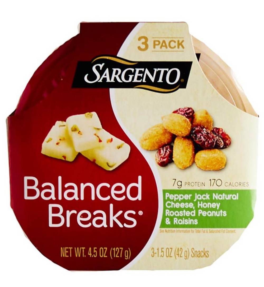 Sargento Balanced Pepper Jack Cheese Peanuts & Raisins 3-1.5 oz