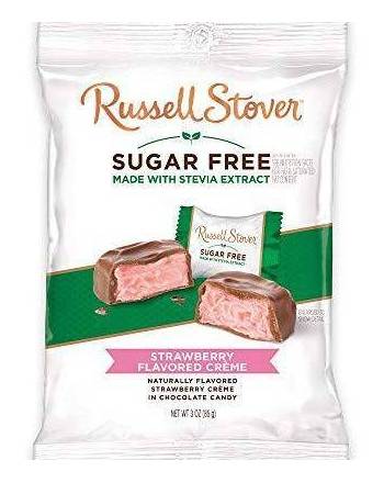 Russell Stover Sugar Free (Stevia) Strawberry Flavored Creme Chocolate Candies 3 oz