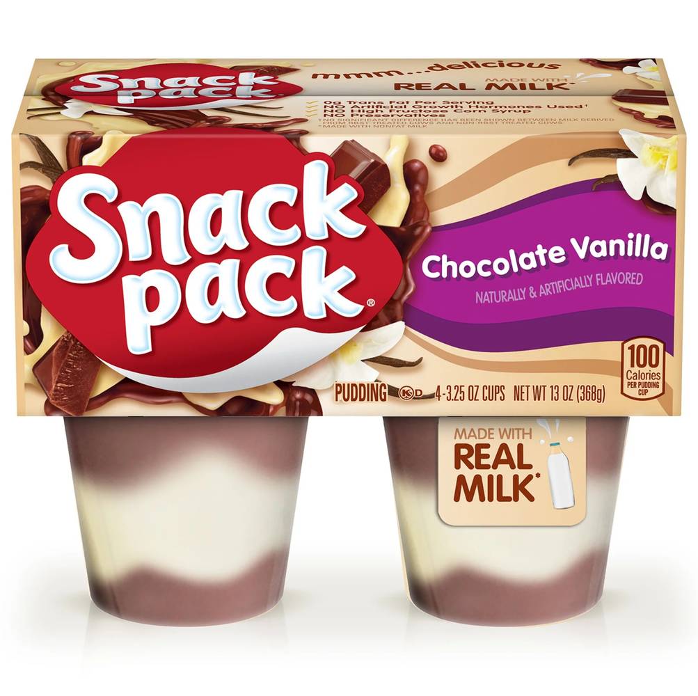 Snack Pack Chocolate Vanilla Pudding 4-3.5 oz