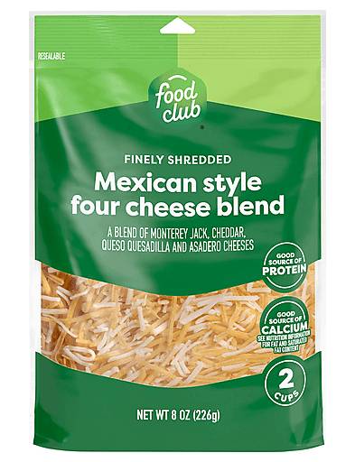 Food Club Finely Shredded Mexican Style Four Cheese Blend 8 oz