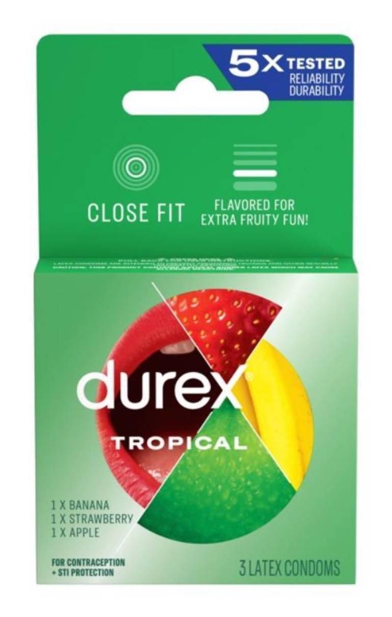 Durex Tropical Latex Condoms 3 ct