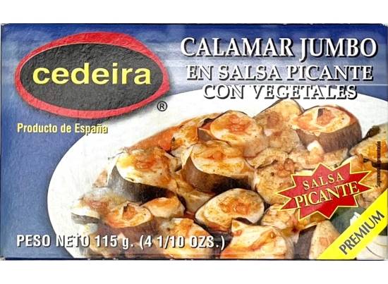 Cedeira Calamar Jumbo En Salsa Picante con Vegetales 4 oz
