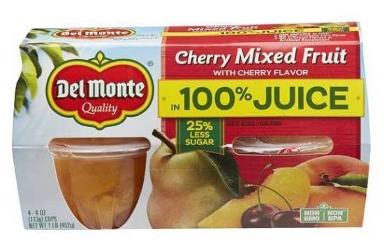 Del Monte Cherry Mixed Fruit in 100% Juice 4-4 oz