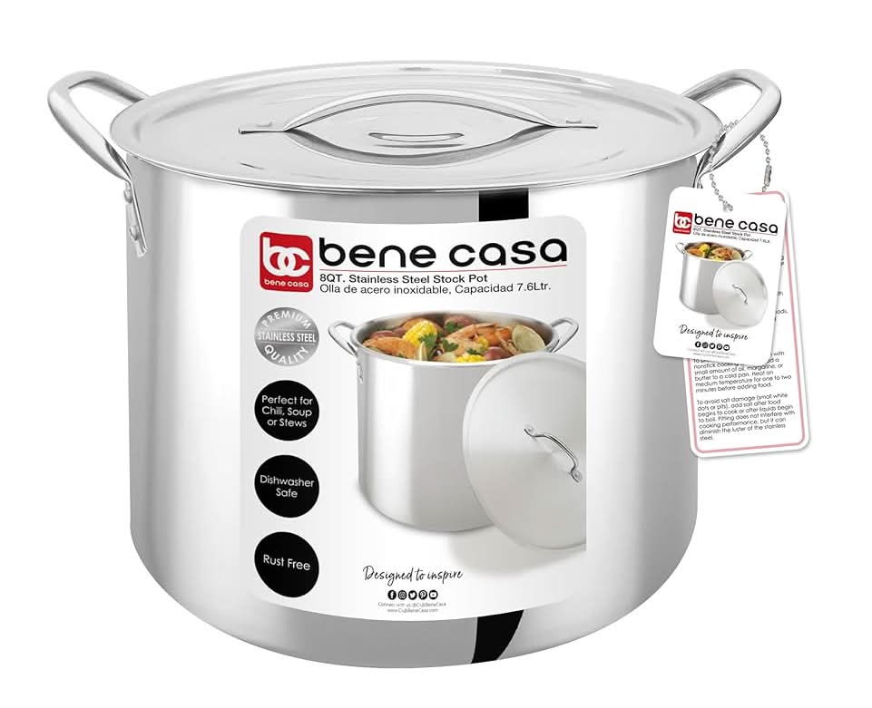 Benecasa 8 Quart Steel Stock Pot