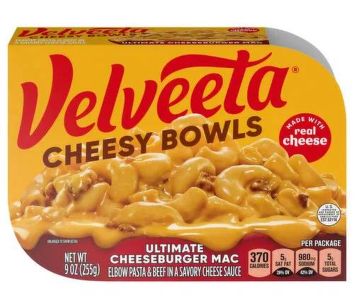 Velveeta Cheesy Bowls Ultimate Cheeseburger Mac 9 oz