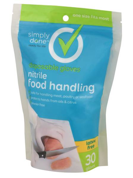 Simply Done Nitrile Food Handling Disposable Gloves 30 ct