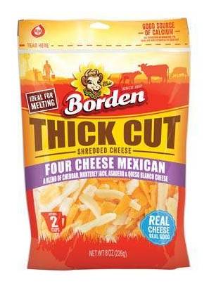 Borden Shredded Thick Cut Four Cheese Mexican 8 oz