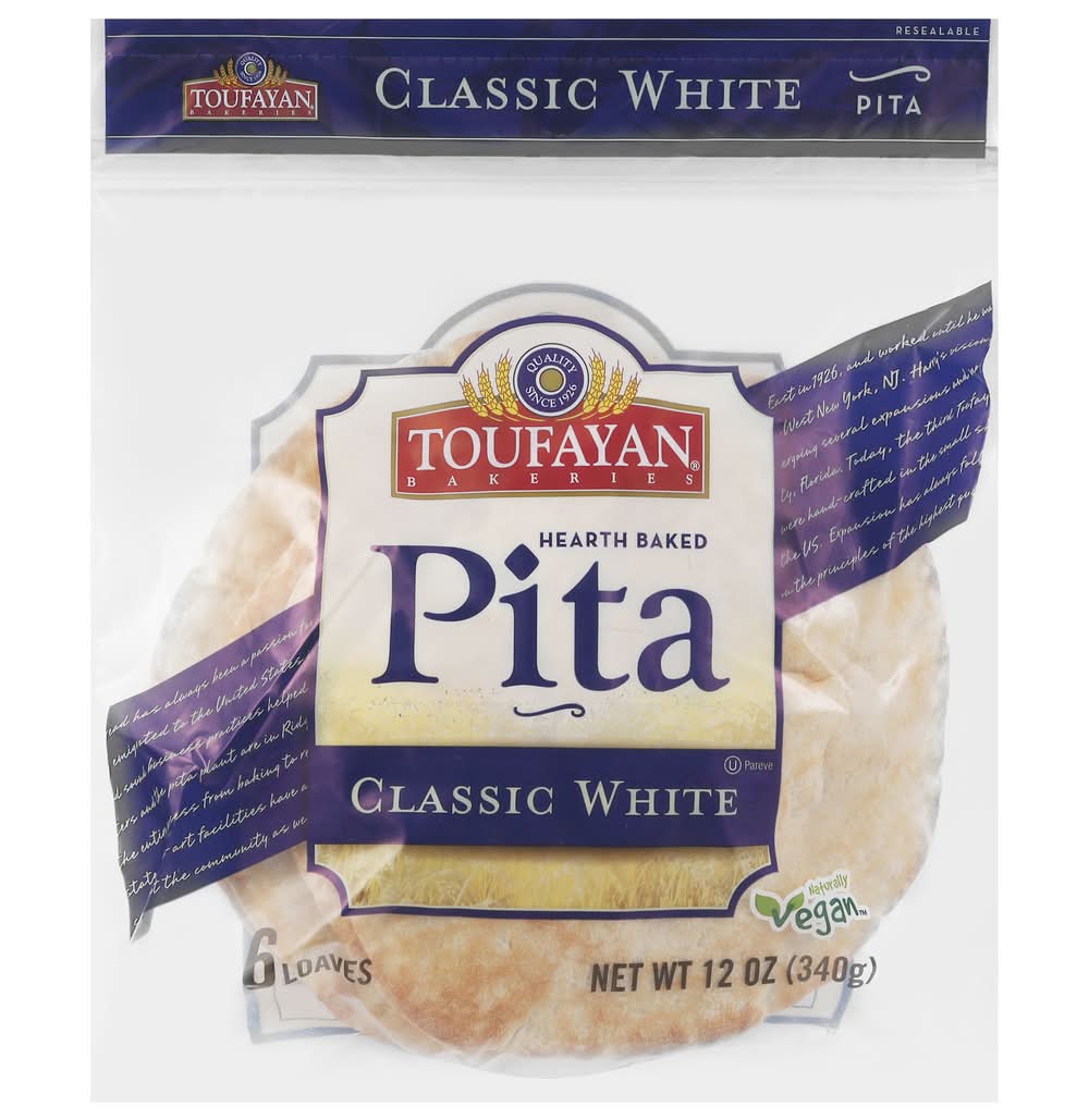 Toufayan Classic White Pita 12 oz