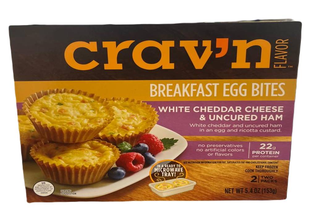 Crav'n Breakfast Egg Bites White Cheddar Cheese & Uncured Ham