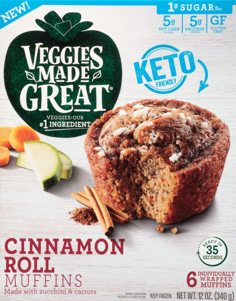 Veggies Made Great Keto Friendly Cinnamon Roll Muffins 6 ct