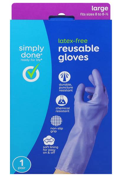 Simply Done Látex Free Reusable Gloves Large 1 Pair