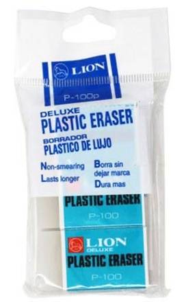 Lion P-100P Deluxe Plastic Eraser 3 ct